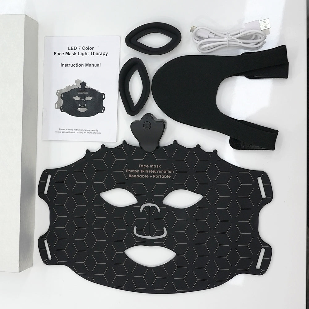 Anwendung der Rotlicht-Maske mit sichtbarem Rotlicht-Effekt auf der Haut